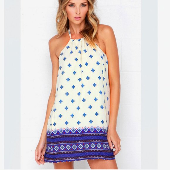 Lulus Dresses & Skirts - Lulu's‎ Mini Dress Relaxed Fit Blue & Ivory Sleeveless Small Lined Lightweight